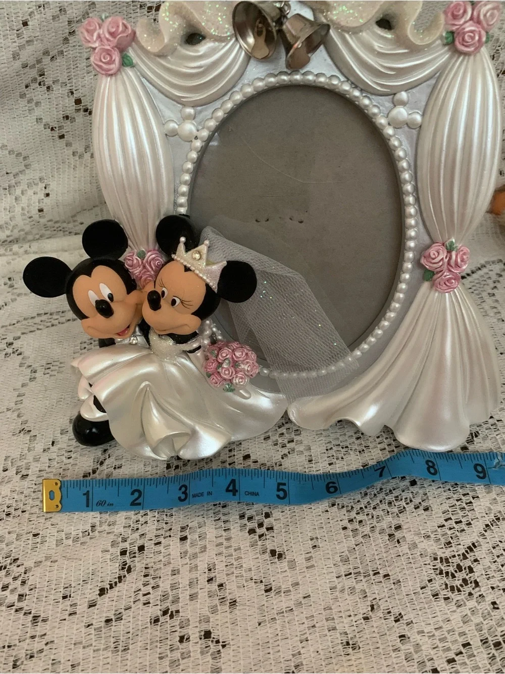 Disney Parks Exclusive Mickey Minnie Mouse Wedding Picture Photo Frame Figure